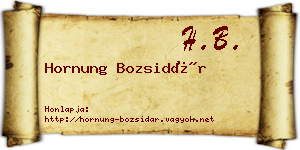 Hornung Bozsidár névjegykártya